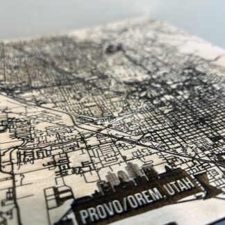 custom laser engraved city street map